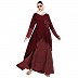 Polka dotted asymmetrical dress abaya- Maroon
