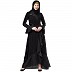 Designer black polka dotted frilled abaya Designer black polka dotted frilled abaya