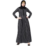 Black and white striped abaya with baby collar Black and white striped abaya with baby collar