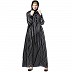 Black and white striped abaya with baby collar Black and white striped abaya with baby collar