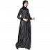 Black and white striped abaya with baby collar Black and white striped abaya with baby collar