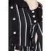 Black and white striped abaya with baby collar Black and white striped abaya with baby collar