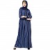 Blue and white striped abaya with baby collar Blue and white striped abaya with baby collar