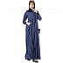 Blue and white striped abaya with baby collar Blue and white striped abaya with baby collar