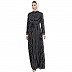 Striped abaya with collar- Black-White