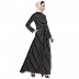 Striped abaya with collar- Black-White