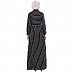 Striped abaya with collar- Black-White