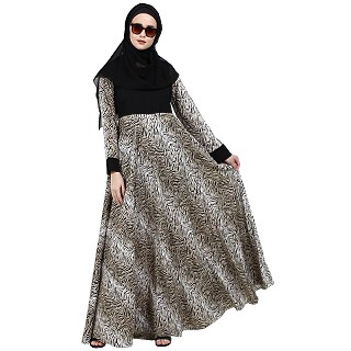 Animal printed dual colored abaya