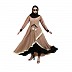 Dual colored designer abaya- Beige-Black