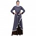 Dual colored designer abaya- Grey-Coffee