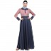 Dual colored abaya with Baby collar- Pink-Grey