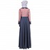 Dual colored abaya with Baby collar- Pink-Grey