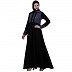 Dual colored abaya with Baby collar- Black-Grey