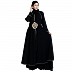 Designer double layered abaya with stone lacework- Black Designer double layered abaya with stone lacework- Black