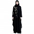 Designer double layered abaya with embroidery work-Black Designer double layered abaya with embroidery work-Black