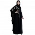 Designer double layered abaya with embroidery work-Black Designer double layered abaya with embroidery work-Black