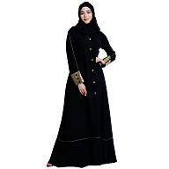 Designer abaya with fashionable buttons-Black Designer abaya with fashionable buttons-Black