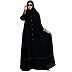 Designer abaya with fashionable buttons-Black Designer abaya with fashionable buttons-Black