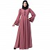 Designer Umbrella abaya with frill work- Puce Pink Designer Umbrella abaya with frill work- Puce Pink