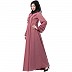 Designer Umbrella abaya with frill work- Puce Pink Designer Umbrella abaya with frill work- Puce Pink
