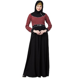 Designer polka dotted Umbrella abaya