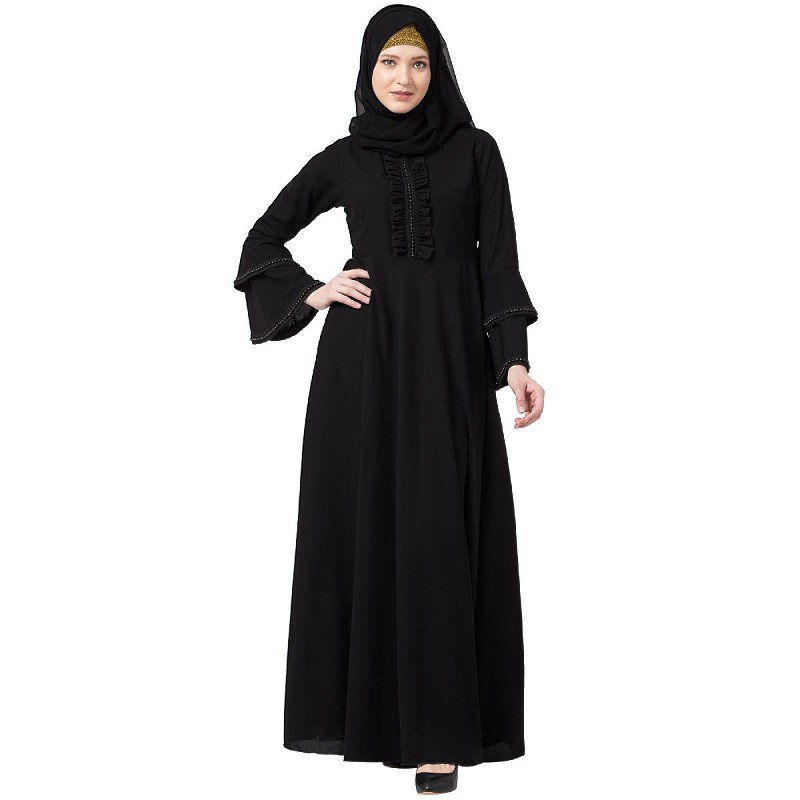 black bell sleeve abaya
