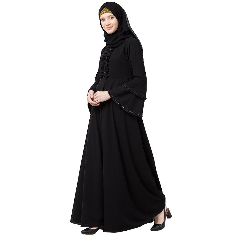 black bell sleeve abaya