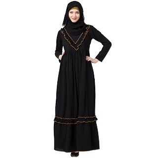 Designer Black Umbrella abaya