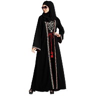 Layered abaya with embroidery work-Black Layered abaya with embroidery work-Black