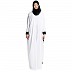 Layered abaya with embroidery work-White-Black Layered abaya with embroidery work-White-Black