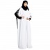 Layered abaya with embroidery work-White-Black Layered abaya with embroidery work-White-Black