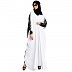 Layered abaya with embroidery work-White-Black Layered abaya with embroidery work-White-Black