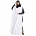 Layered abaya with embroidery work-White-Black Layered abaya with embroidery work-White-Black