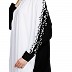 Layered abaya with embroidery work-White-Black Layered abaya with embroidery work-White-Black