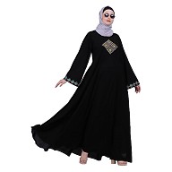 Emirates Umbrella abaya with embroidery work- Black