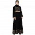 Designer Block printed Umbrella abaya- Black