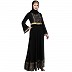 Designer Block printed Umbrella abaya- Black