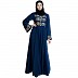 Umbrella abaya with golden embroidery work - Teal Umbrella abaya with golden embroidery work - Teal