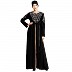 Umbrella abaya with embroidery work - Black-Khaki