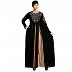 Umbrella abaya with embroidery work - Black-Khaki