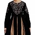 Umbrella abaya with embroidery work - Black-Khaki