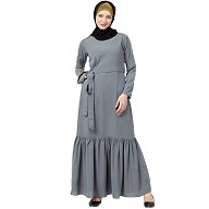 Designer Frilled abaya- Grey Designer Frilled abaya- Grey