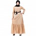 Polka dotted frilled abaya- Beige Polka dotted frilled abaya- Beige