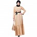 Polka dotted frilled abaya- Beige Polka dotted frilled abaya- Beige