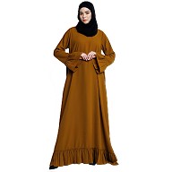 Casual frilled abaya- Mustard Casual frilled abaya- Mustard