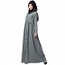 Front open abaya with pintucks- Grey Front open abaya with pintucks- Grey