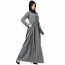 Front open abaya with pintucks- Grey Front open abaya with pintucks- Grey