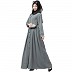 Front open abaya with pintucks- Grey Front open abaya with pintucks- Grey
