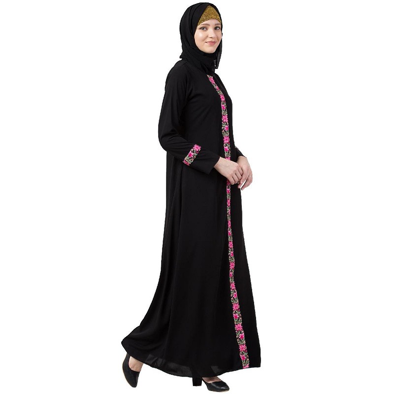 open front abaya black