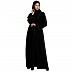 Front open abaya with piping work- Black Front open abaya with piping work- Black